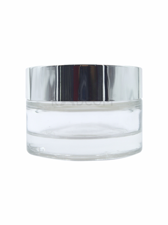 15Gm Glass Jar - Clear-With Plastic Silver Cap With Inner Lid